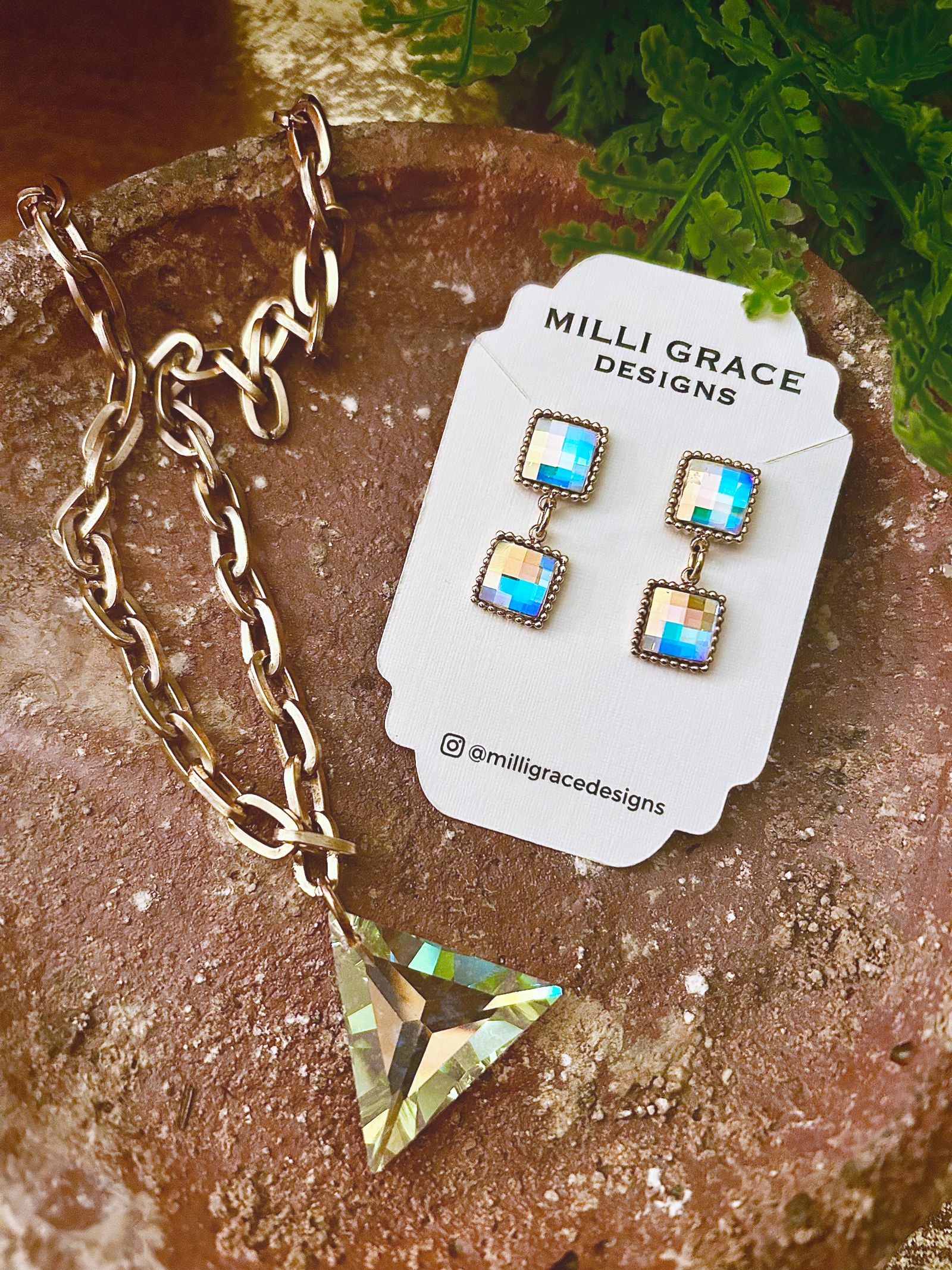 Handcrafted necklace and earring set by Milli Grace Designs